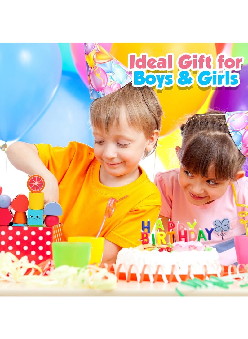 Montessori Toys Educational Puzzles Wooden Sorting Stacking Blocks Pattern Sequencing 2 3 4 5 Year Olds Motor Skills Development Cognitive for Preschool Shape Size Color Colour Recognition Intelligent ​Block Column Tower Classic Stacker ​Builder Lacing Strings Birthday Gifts Boys Girls Toddlers Preschoolers Kids Nursery School Party Favors