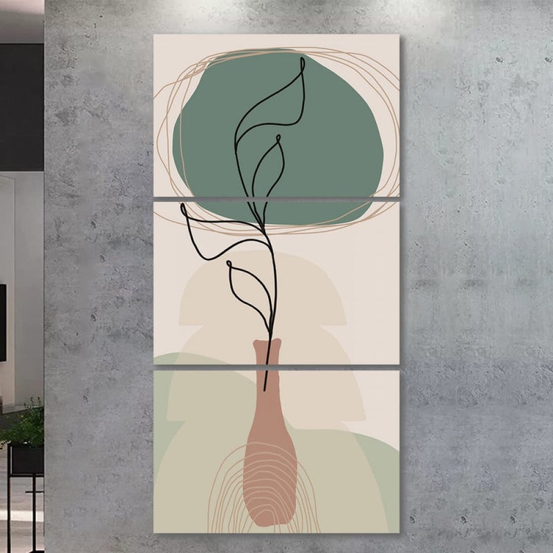 ماركتنا ثلاث لوحات قماشية مودرن بتصميم وردة مع برواز مجوف مقاس (120×60) ثلاث قطع - Image 1