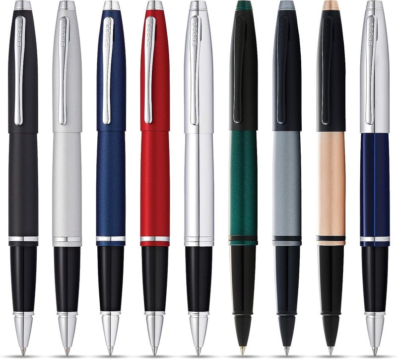 Cross Calais Refillable Rollerball Pen Presented in a Luxury Gift Box - Medium Point, Black Ink, Chrome & Blue - Image 3
