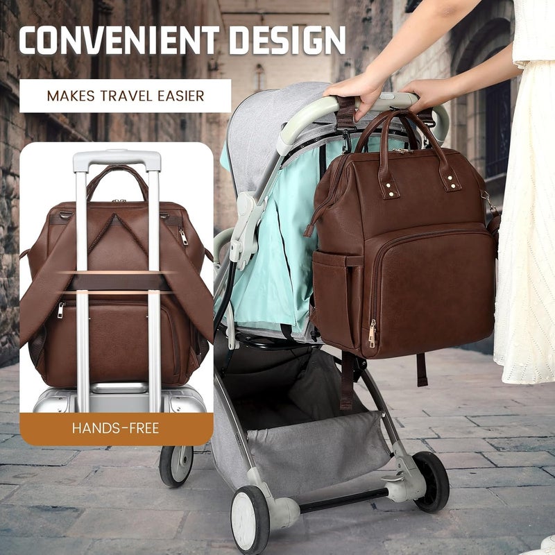 ROSEGIN Premium Vegan Leather Diaper Bag Backpack with Waterproof Changing Pad - Image 5