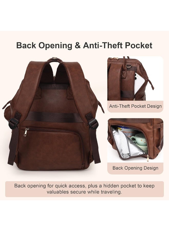 ROSEGIN Premium Vegan Leather Diaper Bag Backpack with Waterproof Changing Pad - Image 4