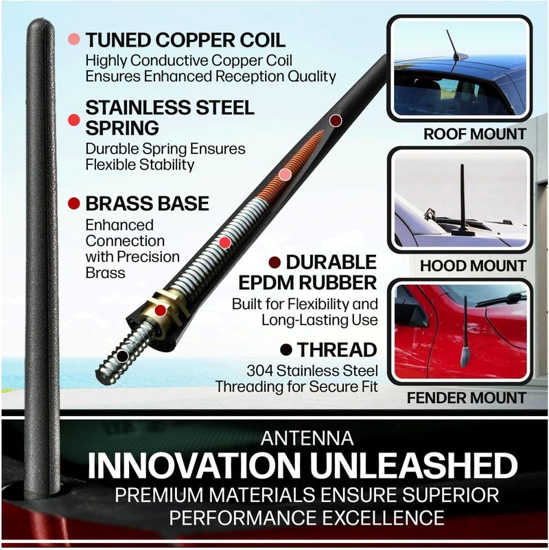 Votex 6 3/4 Inch Car Wash Proof Rubber Antenna - Image 3