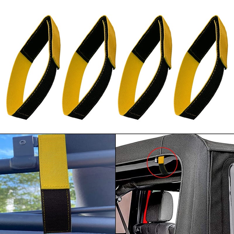 ROMASO ROMASO Soft Top Roof Tie Down Strap for Jeep Wrangler JK,Adjustable Soft Top Tension Strap,Yellow(Pack of 4) - Image 2