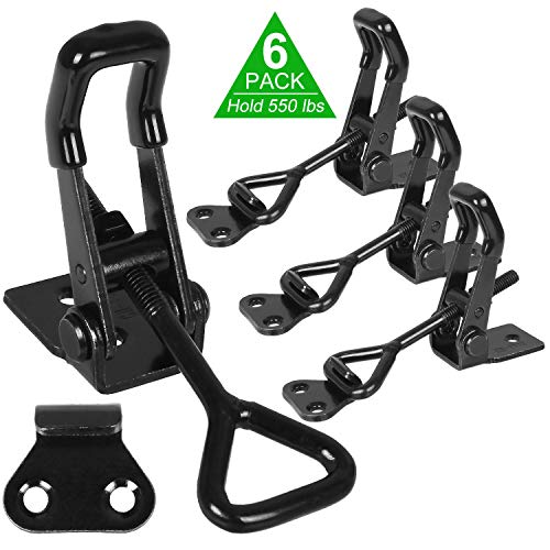 APACALI Adjustable Toggle Clamp Holding Capacity Toggle Latch Hasp Clamp Quick Release Pull Latch (Black-6pcs -550lbs) - Image 1