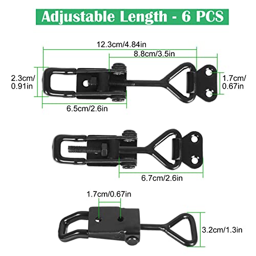 APACALI Adjustable Toggle Clamp Holding Capacity Toggle Latch Hasp Clamp Quick Release Pull Latch (Black-6pcs -550lbs) - Image 2