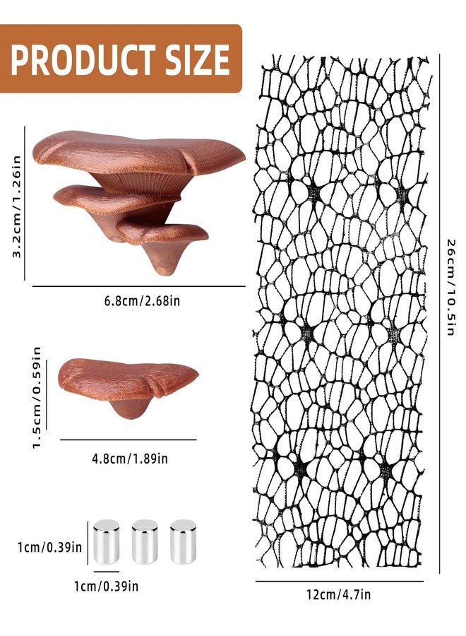 Cynailli Jumping Spider Hide Habitat Accessories, Brown Jumping Spider Mushroom Shelf Magnetically Concealed, Jumping Spider Web with Magnets, Jumping Spider Enclosure Climbing and Feeding Platforms - Image 2