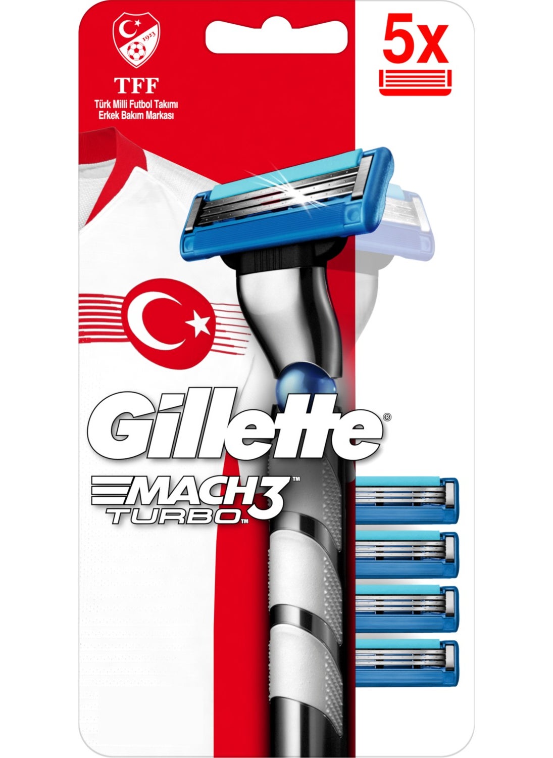 Gillette - Mach3 Turbo Shaver + 5 Spare Razor Blades National Set Special Package - Image 1