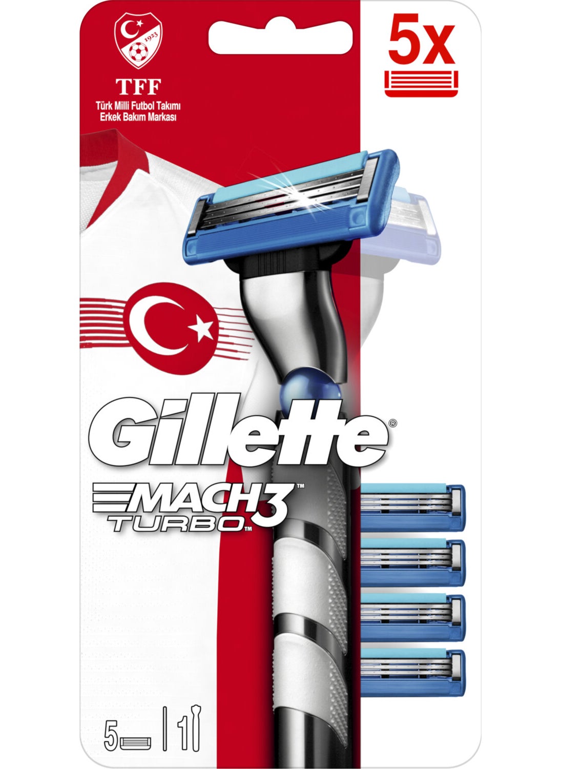 Gillette - Mach3 Turbo Shaver + 5 Spare Razor Blades National Set Special Package - Image 1