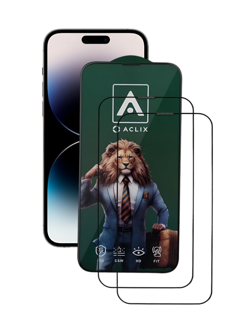 ACLIX 2 Pieces Antistatic ESD Dustproof Premium Quality High Definition Tempered Glass Screen Protector Designed For  iPhone 14 Pro - Image 1