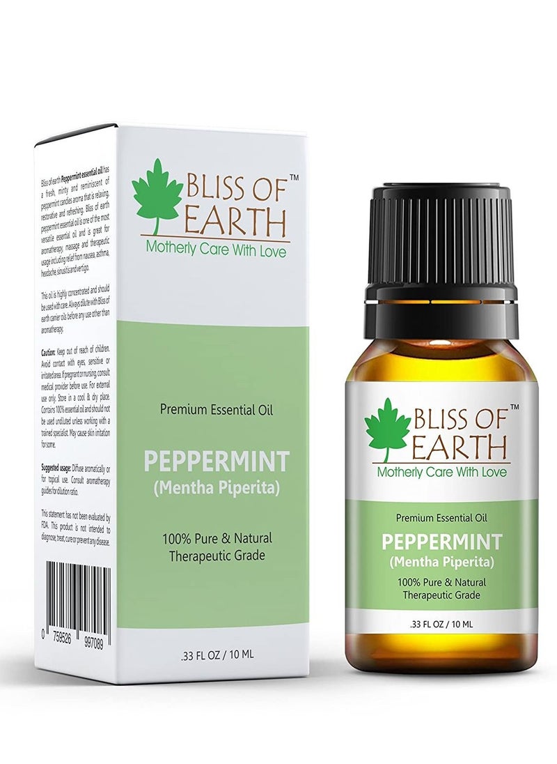 BLISS OF EARTH 100% Pure Peppermint Essential Oil 10ml  - Image 1