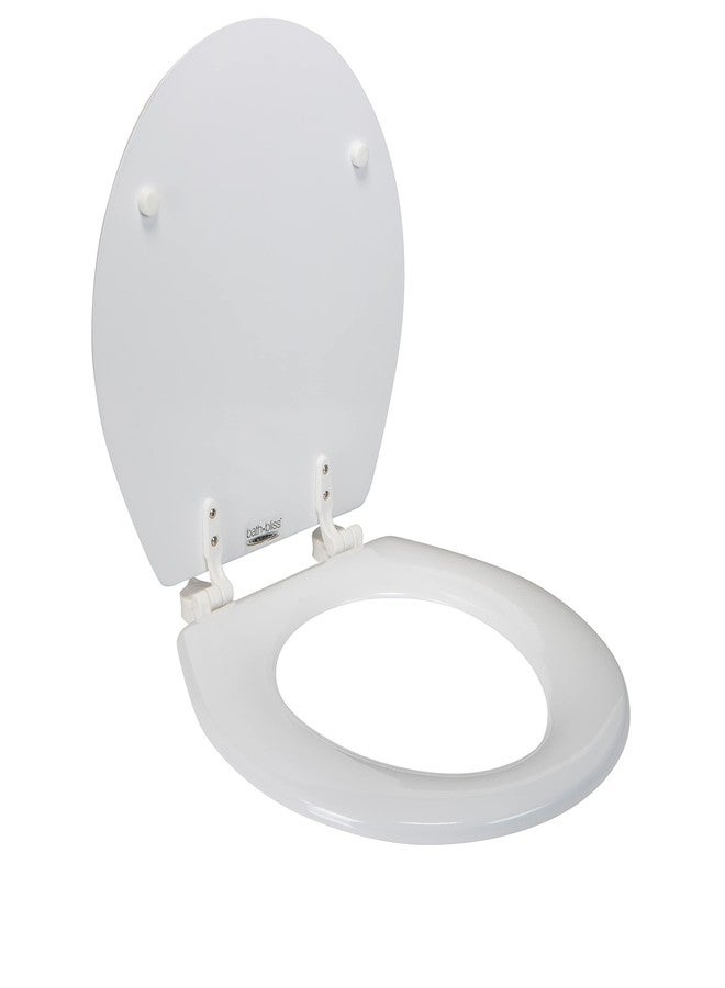 Bath Bliss Beveled Standard Round Toilet Seat | Wooden | Resists Peeling and Chipping | Adjustable Quick Attach Non-Slip Hinges | White - Image 5