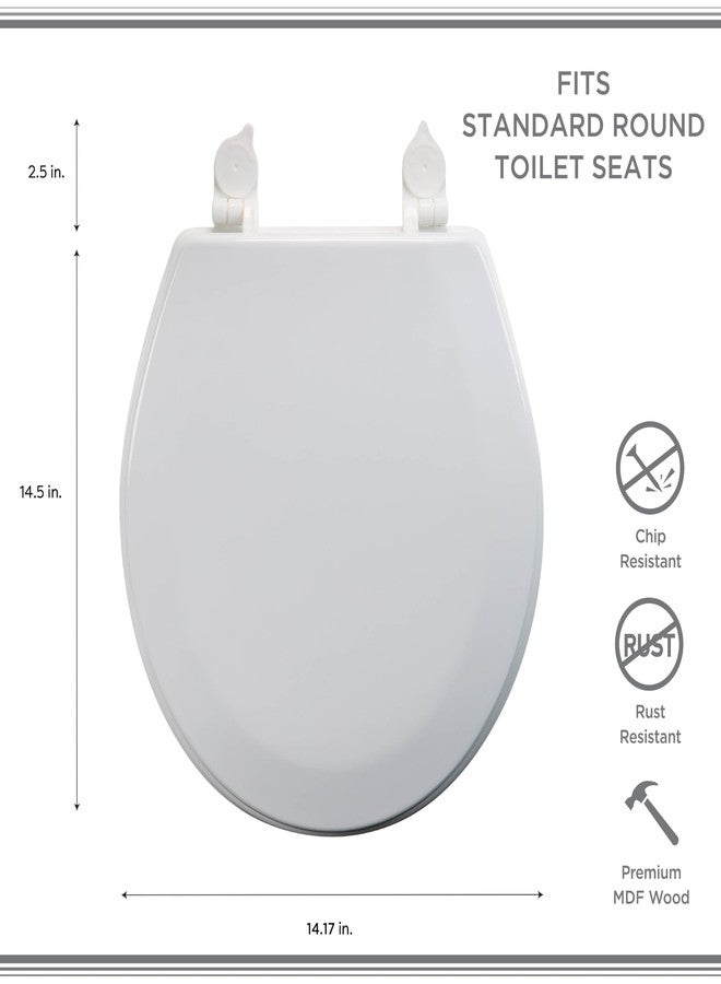 Bath Bliss Beveled Standard Round Toilet Seat | Wooden | Resists Peeling and Chipping | Adjustable Quick Attach Non-Slip Hinges | White - Image 4