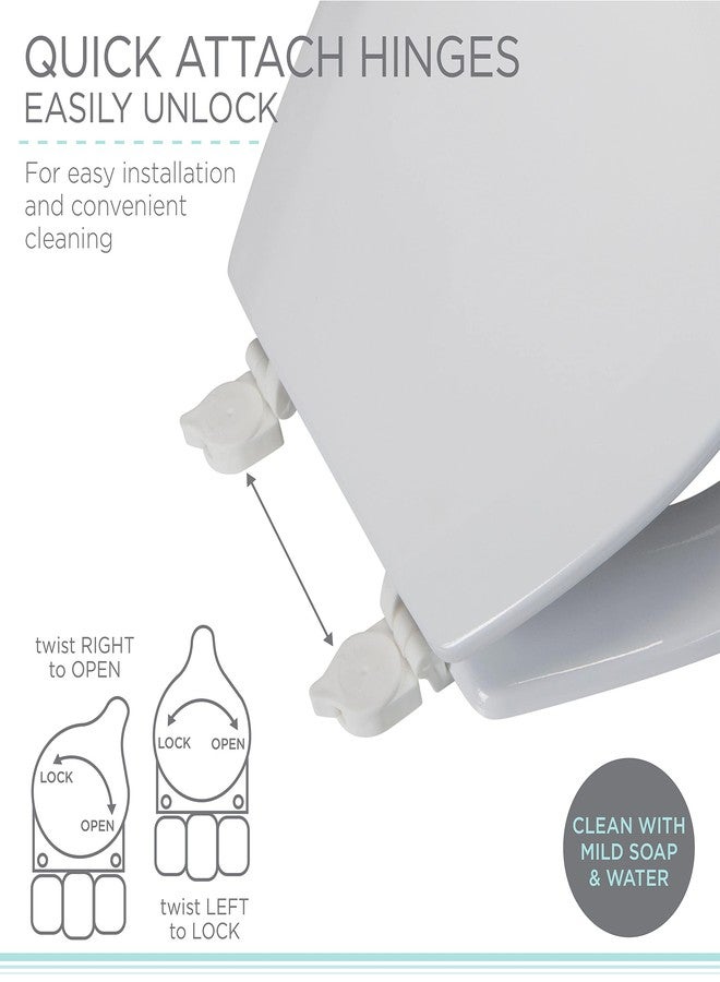 Bath Bliss Beveled Standard Round Toilet Seat | Wooden | Resists Peeling and Chipping | Adjustable Quick Attach Non-Slip Hinges | White - Image 3