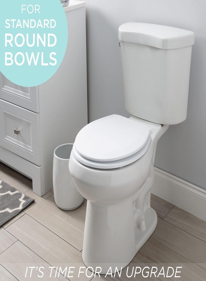 Bath Bliss Beveled Standard Round Toilet Seat | Wooden | Resists Peeling and Chipping | Adjustable Quick Attach Non-Slip Hinges | White - Image 2