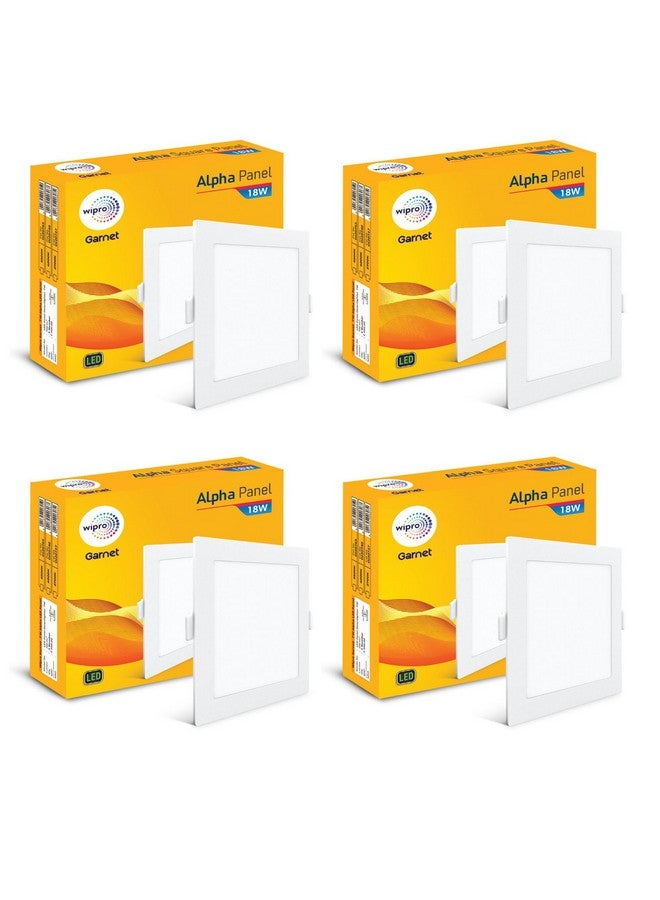 wipro Garnet 18W Square LED Alpha Panel | Cool White Light (6500K) | Recessed Down Light for False Ceiling | Cutout - 159x159mm | Pack of 4 - Image 1