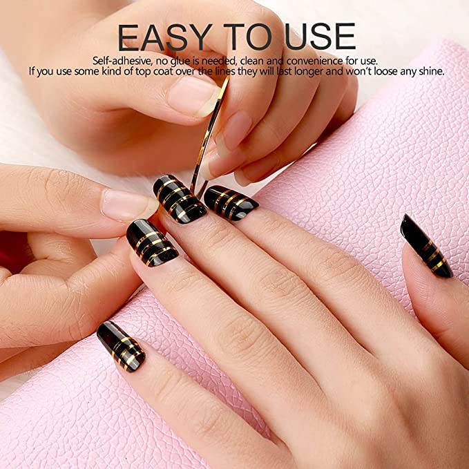 COSLIFESTORE 80PCS DIY Nail Art Kit – Nail Tapes, Nail Art Brushes, Dotting Tools & French Tip Stickers, Complete Nail Art Accessories Set for Women & Girls - Image 3