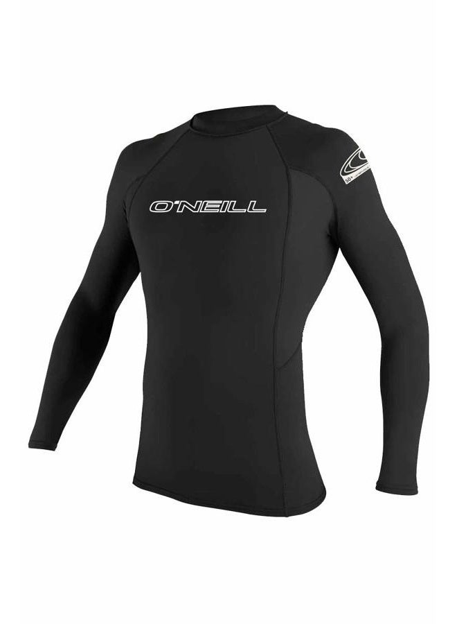O'NEILL Men's Basic Skins UPF 50+ Long Sleeve Rash Guard, Black, Large - Image 1