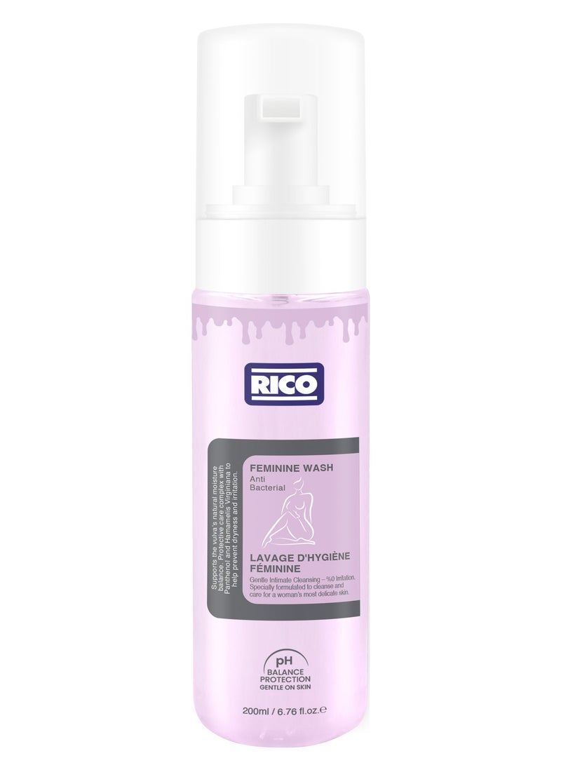 RICO Natural Intimate Foam Wash for Women with Lavender Extract, pH-Balanced, 200ml - Image 1