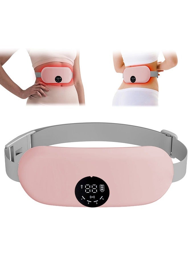 XiuWoo Portable Cordless Heating Pad, Electric Waist Belt Device, Fast Heated Pad, Back or Belly Heating Pad, Belt Massage with 4 Heat Levels, 8 Massage Modes, LED Display for Menstrual Cramps Relief - Image 1