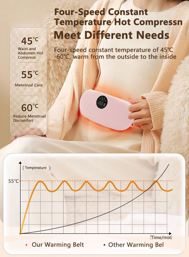 XiuWoo Portable Cordless Heating Pad, Electric Waist Belt Device, Fast Heated Pad, Back or Belly Heating Pad, Belt Massage with 4 Heat Levels, 8 Massage Modes, LED Display for Menstrual Cramps Relief - Image 2
