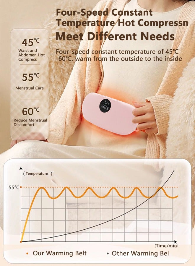 XiuWoo Portable Cordless Heating Pad, Electric Waist Belt Device, Fast Heated Pad, Back or Belly Heating Pad, Belt Massage with 4 Heat Levels, 8 Massage Modes, LED Display for Menstrual Cramps Relief - Image 4