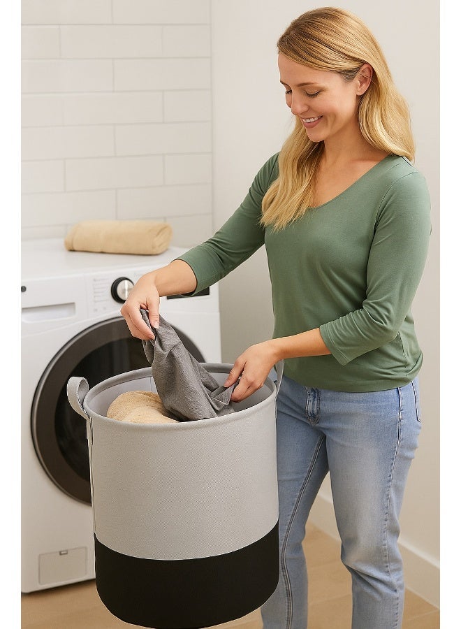 Lazer Large Foldable Round Laundry Bag – Grey - Image 4