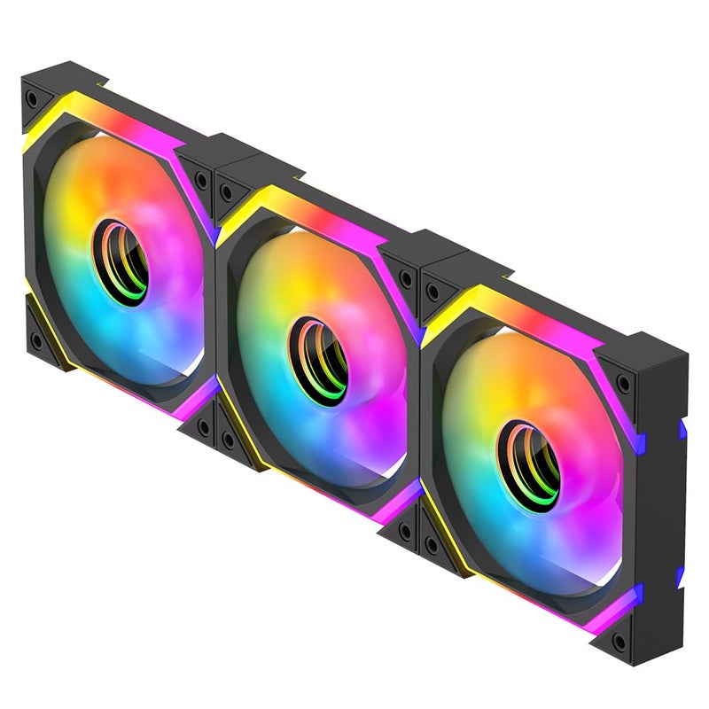 Jungle Leopard Galaxy SE 120mm ARGB Computer Case Fans,Infinity Mirror RGB Light Effect 5V 3PIN Motherboard Light Sync 800~1600RPM PWM PC Fan Suitable for Computer Case(Triple Pack Black Forward) - Image 1