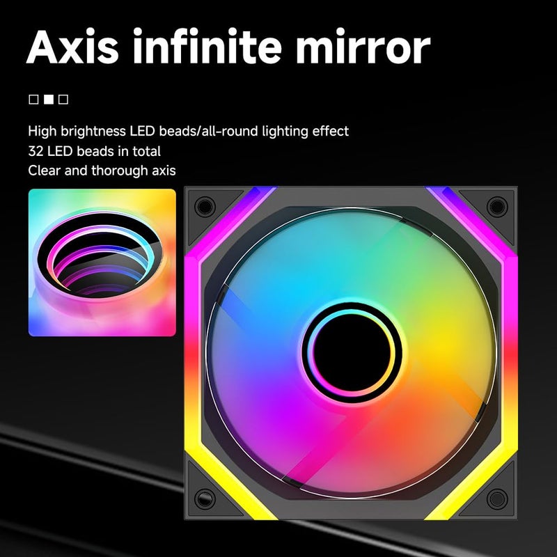Jungle Leopard Galaxy SE 120mm ARGB Computer Case Fans,Infinity Mirror RGB Light Effect 5V 3PIN Motherboard Light Sync 800~1600RPM PWM PC Fan Suitable for Computer Case(Triple Pack Black Forward) - Image 3