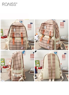 5Pcs Plaid Backpack Set Aesthetic Preppy Cute Check With Pins Bear Pendant Light Academia School Supplies Kit - pzsku/Z6AD50F38FBEB9FEB178BZ/45/_/1722328463/62cc2f9a-f841-4c3e-8765-513a2749e428