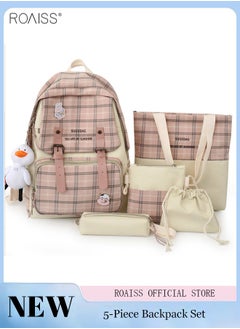 5Pcs Plaid Backpack Set Aesthetic Preppy Cute Check With Pins Bear Pendant Light Academia School Supplies Kit - pzsku/Z6AD50F38FBEB9FEB178BZ/45/_/1722328465/c6edb242-7705-4fbd-82e5-0fc9709f924e