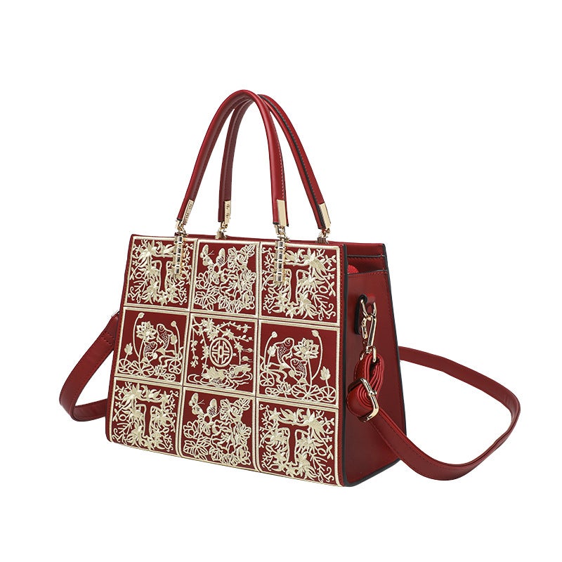 Chinese Style Handmade Embroidered Handbag Red Mother Wedding Bag Female 2023 New Light Luxury Bridal Wedding Bag - Image 3