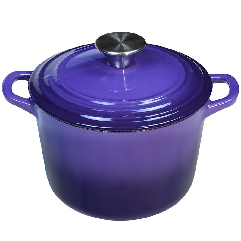 Flavehc Dutch Oven Pot with Lid 2.8 qt Cast Iron Dutch Oven for Bread Baking Purple Enameled Cast Iron Rice Pot with Handels - Image 1