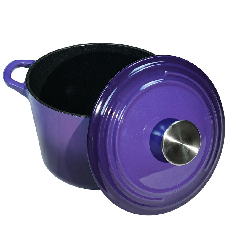Flavehc Dutch Oven Pot with Lid 2.8 qt Cast Iron Dutch Oven for Bread Baking Purple Enameled Cast Iron Rice Pot with Handels - Image 5