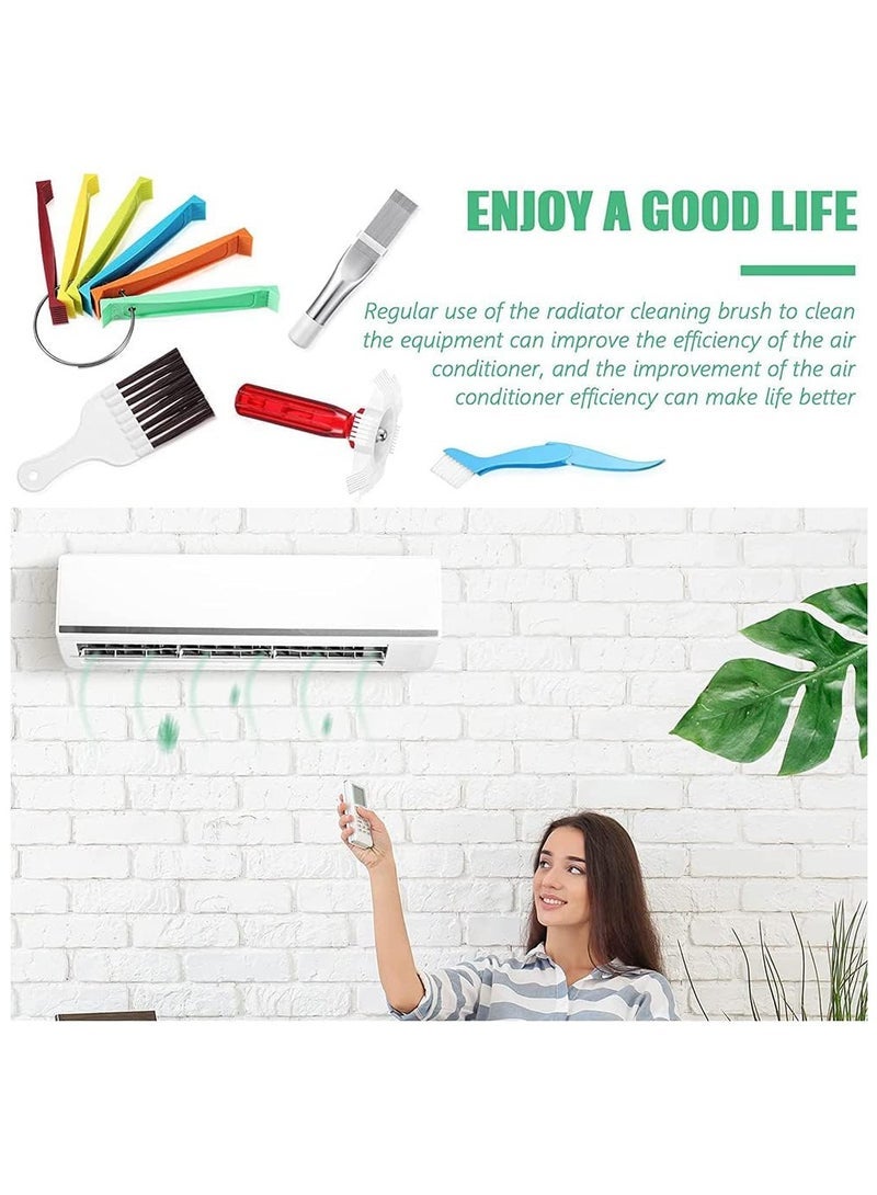 Air Conditioner Fin Cleaner Set, 3 Different Fin Comb Condenser Fin Straightener and 2 Different Brush Condenser, Radiator Repair Clean Tool Set, Air Conditioning Cleaning Tools