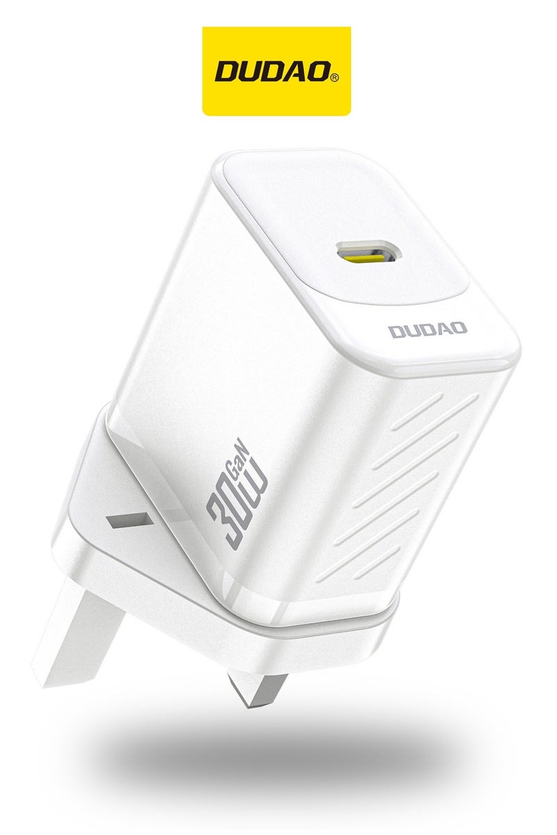 DUDAO 30W GaN Fast Charger USB-C Power Adapter , PD Wall Charger with 9-Layer Safety Protection, Low-Heat Smart Temperature Control, Compatible with iPhone, Samsung, Huawei, Xiaomi & More - Image 1