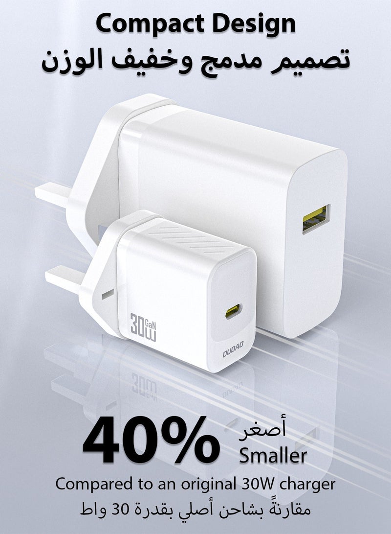 DUDAO 30W GaN Fast Charger USB-C Power Adapter , PD Wall Charger with 9-Layer Safety Protection, Low-Heat Smart Temperature Control, Compatible with iPhone, Samsung, Huawei, Xiaomi & More - Image 3