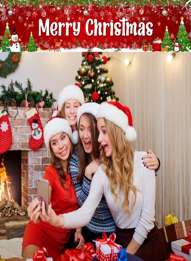 Lecheme Merry Christmas Banner 8x2 ft Large Christmas Banner for Outside Red Holiday Xmas Backdrop Yard Decorations - Image 3