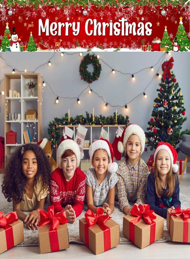 Lecheme Merry Christmas Banner 8x2 ft Large Christmas Banner for Outside Red Holiday Xmas Backdrop Yard Decorations - Image 5
