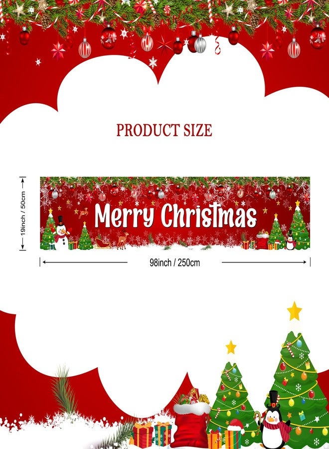 Lecheme Merry Christmas Banner 8x2 ft Large Christmas Banner for Outside Red Holiday Xmas Backdrop Yard Decorations - Image 2