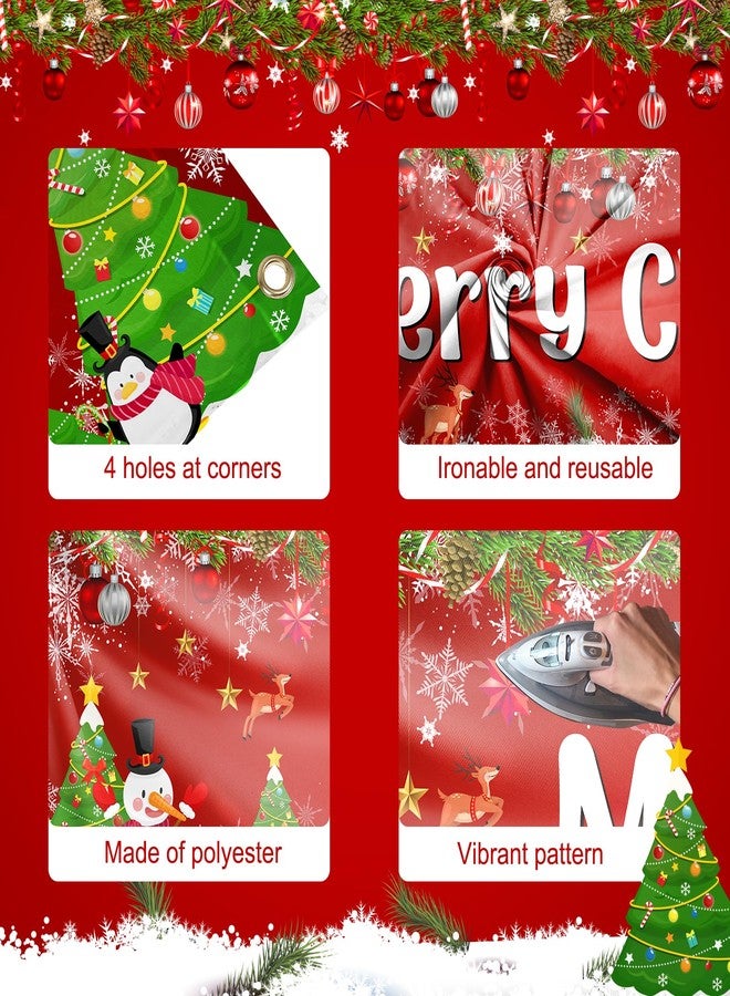 Lecheme Merry Christmas Banner 8x2 ft Large Christmas Banner for Outside Red Holiday Xmas Backdrop Yard Decorations - Image 4
