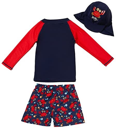 SGMWVB Baby and Toddler Boys' 3-Piece Swimsuit Set Kids Bathing Suit Swimwear with Hat Surfing Suit UPF 50+ FBA (Navy Crab, 9-18 Months) - Image 2