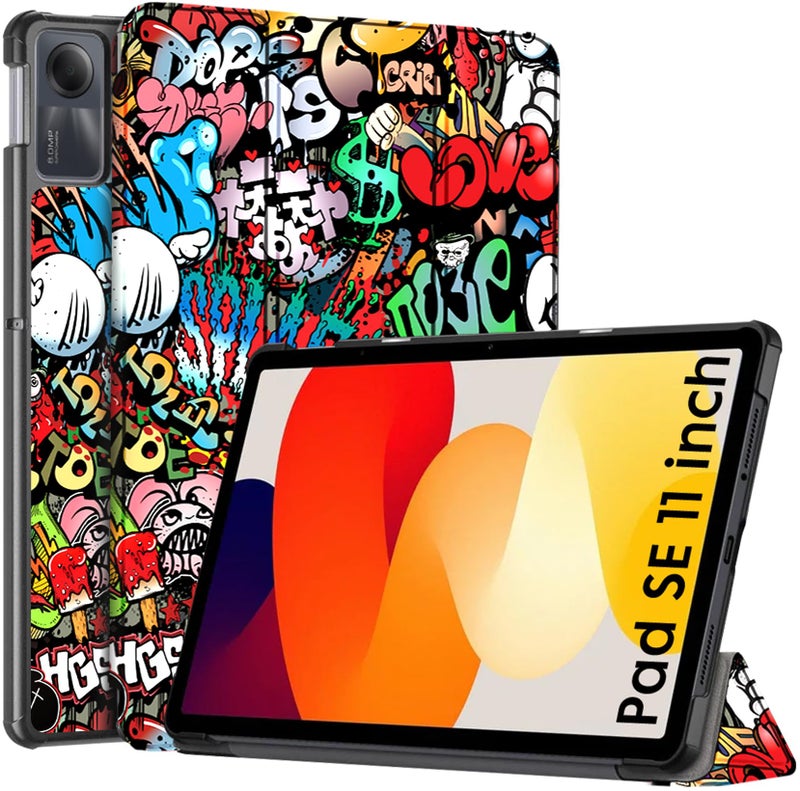 Robustrion Cover for Redmi Pad SE 11 inch Cover Case, Trifold Flip Stand Cover Case for Redmi Pad SE 11 inch Tablet [Auto Sleep/Wake Support] - Hippy - Image 1
