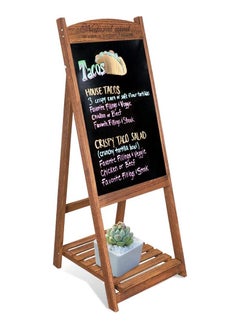 LINGWEI Chalkboard Wooden Foldable Black Board Hand Writing Chalk Board with Flower Pot Holder Notice Board Outdoor Display Stand For Home  - Image 2