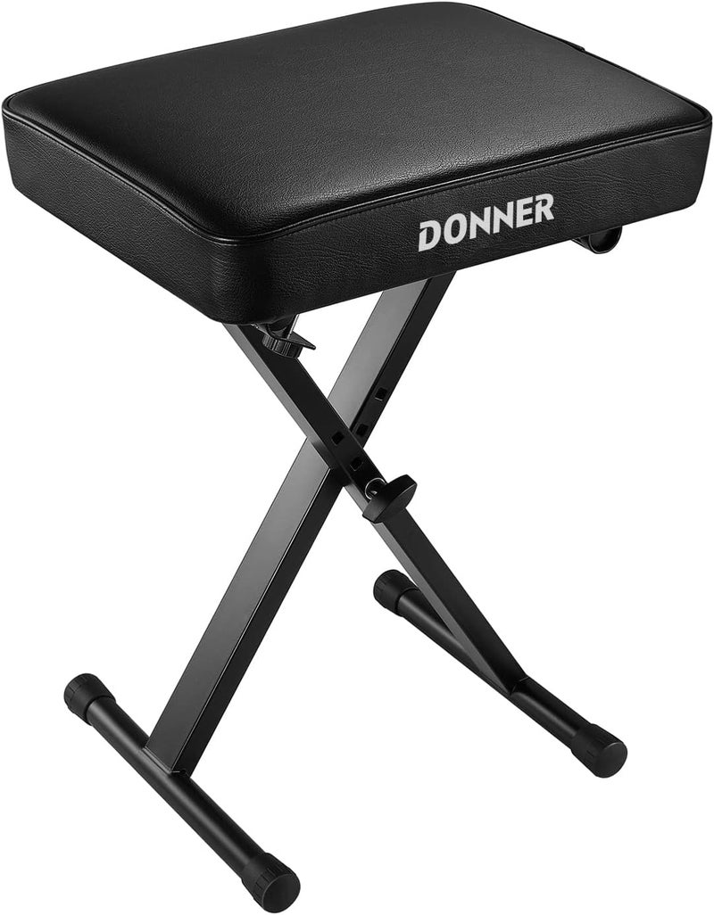 Donner Adjustable Piano Stool Keyboard Bench with High-Density Sponge and Non-Skid Design, Black - Image 1