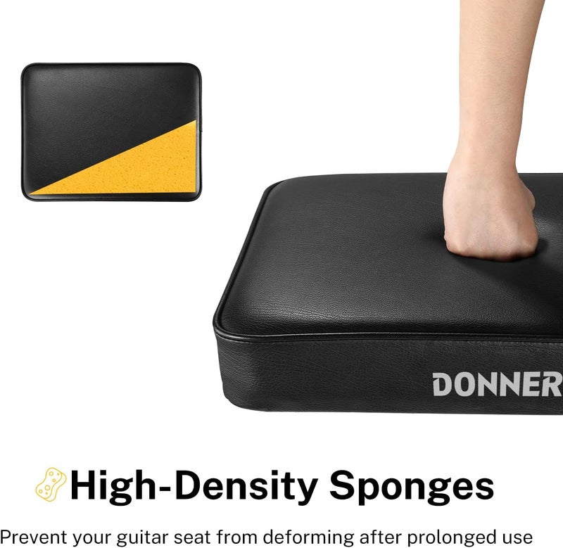 Donner Adjustable Piano Stool Keyboard Bench with High-Density Sponge and Non-Skid Design, Black - Image 3