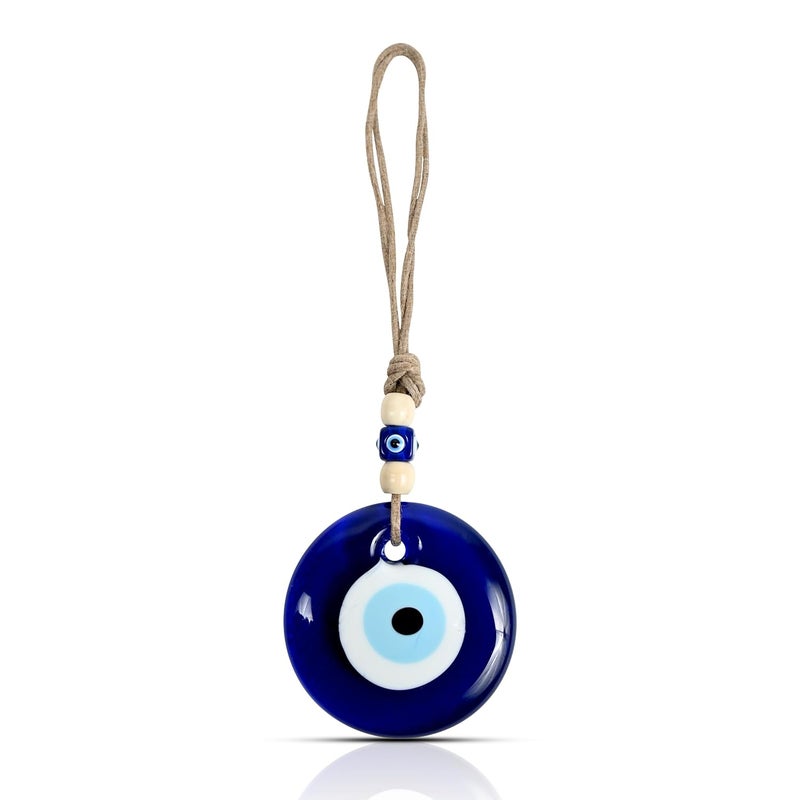 VKORA Handmade Big Evil Eye Hanging with White Beads for Home Shop Office Glass 8cm Diameter - Image 1