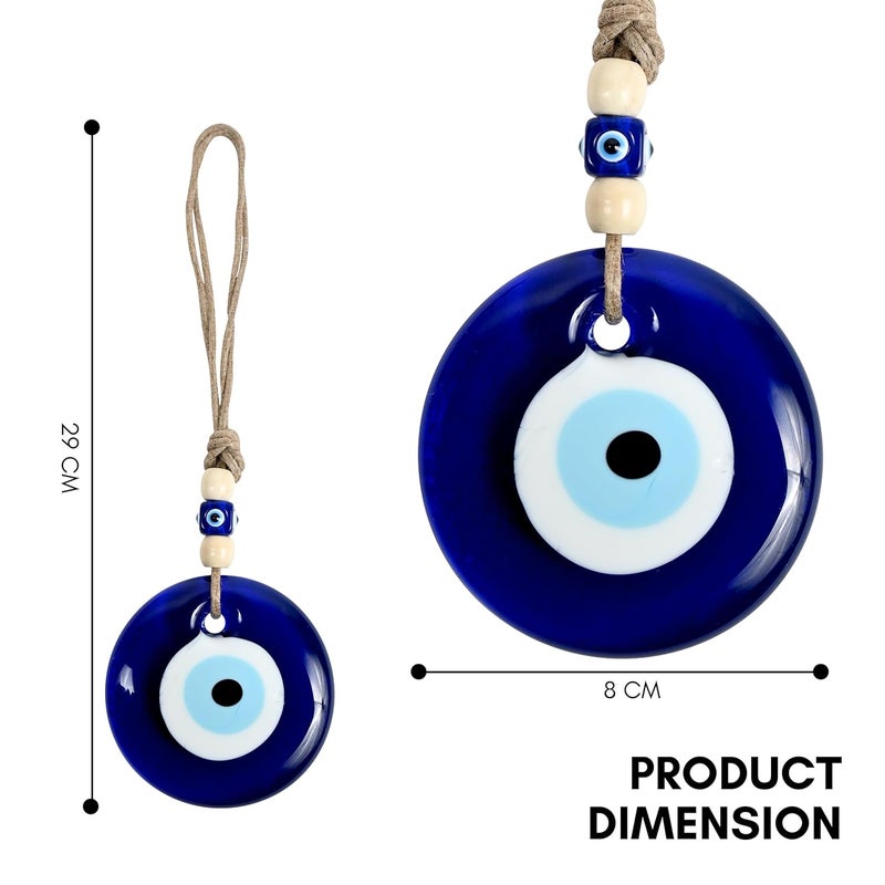 VKORA Handmade Big Evil Eye Hanging with White Beads for Home Shop Office Glass 8cm Diameter - Image 3