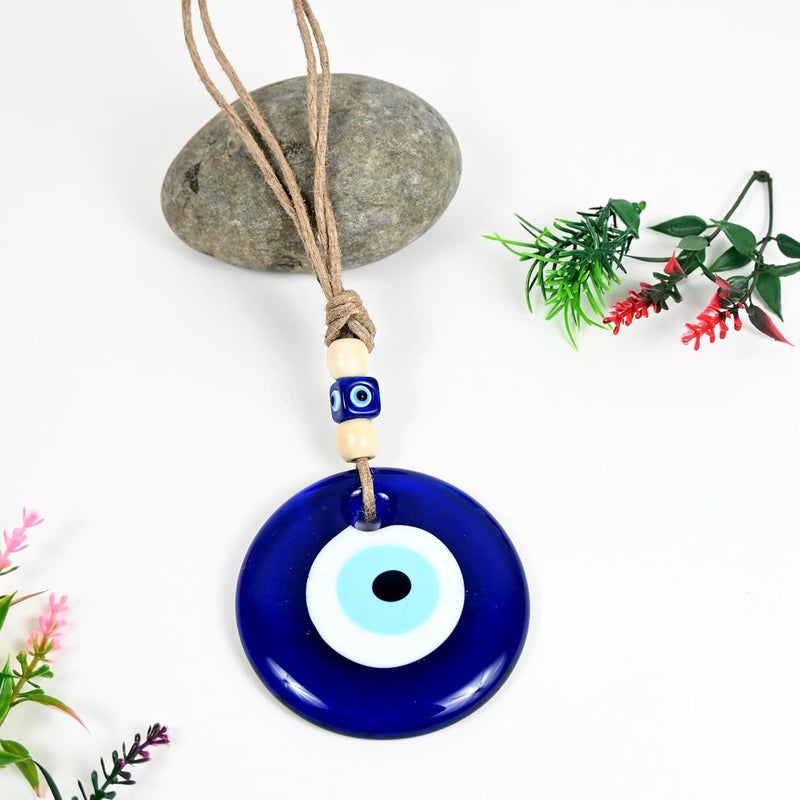 VKORA Handmade Big Evil Eye Hanging with White Beads for Home Shop Office Glass 8cm Diameter - Image 5