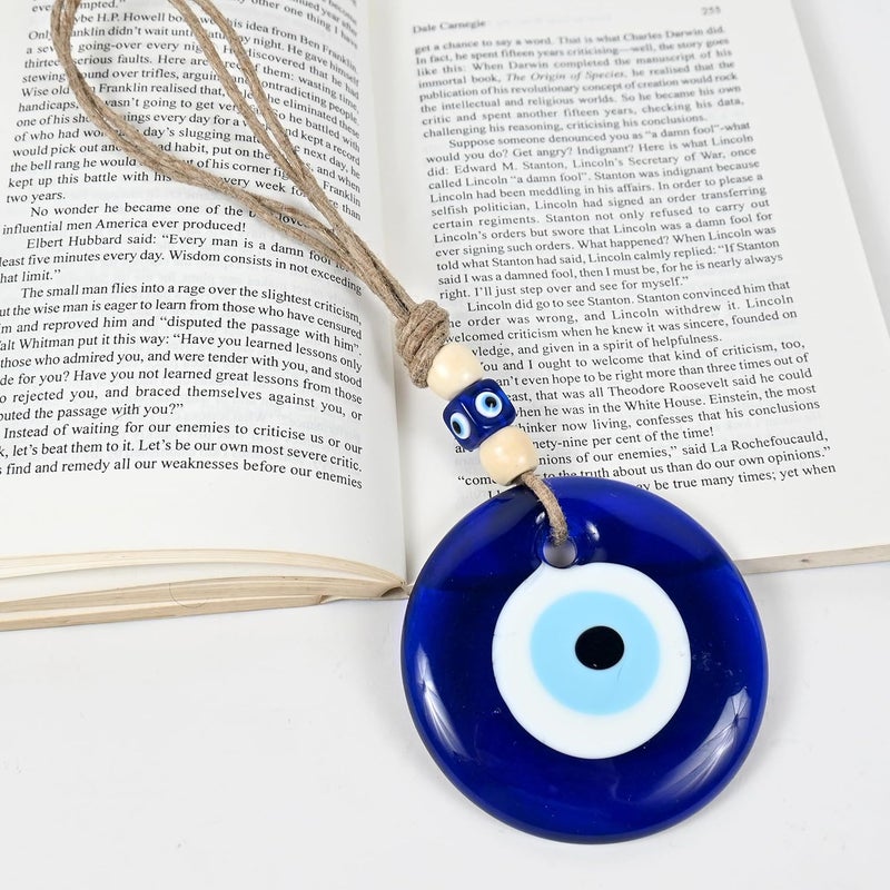 VKORA Handmade Big Evil Eye Hanging with White Beads for Home Shop Office Glass 8cm Diameter - Image 4