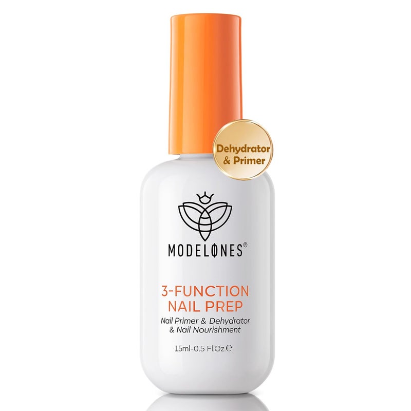 modelones Nail Dehydrator and Primer Base Coat, 3-in-One HEMA-Free Nourishing Prep for Acrylic & Gel Nails, Supports Growth - Image 1